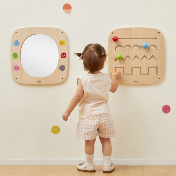 VIGA Drewniana Tablica z Lustrem i Emotkami - 004