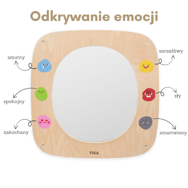 VIGA Drewniana Tablica z Lustrem i Emotkami - 007