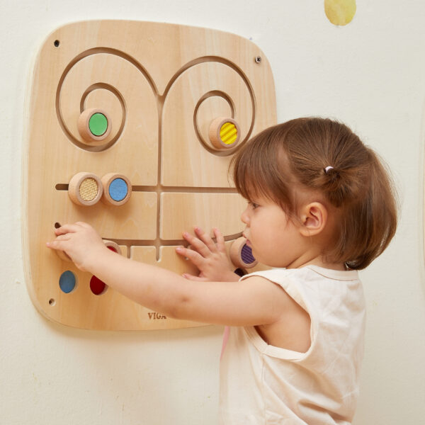VIGA Drewniana Tablica Manipulacyjna Sensoryczna Labirynt Dotknij i Dopasuj - 003