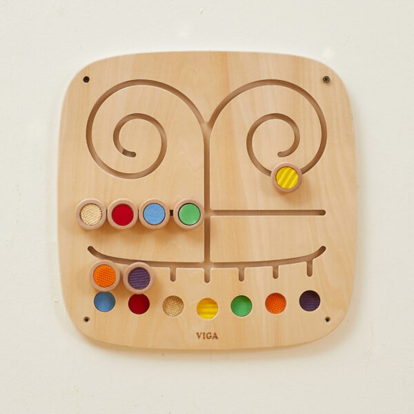 VIGA Drewniana Tablica Manipulacyjna Sensoryczna Labirynt Dotknij i Dopasuj - 006