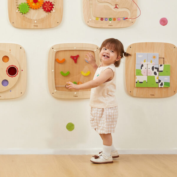 VIGA Drewniana Tablica Manipulacyjna Sensoryczna Gra w Pinball - 006