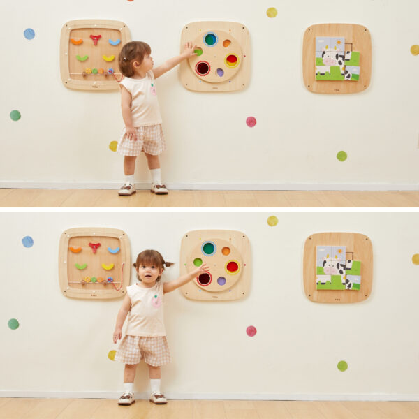 VIGA Drewniana Tablica Manipulacyjna Sensoryczna Układanka Obrazkowa - 006