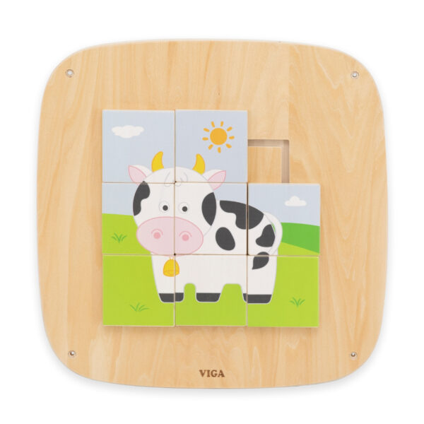 VIGA Drewniana Tablica Manipulacyjna Sensoryczna Układanka Obrazkowa - 008