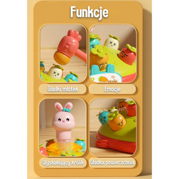 WOOPIE BABY Interaktywna Gra Zręcznościowa Wbij Marchewke Edukacyjna Uderz Młotkiem w Kreta - 004