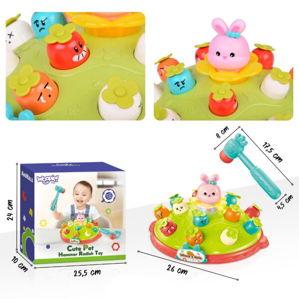 WOOPIE BABY Interaktywna Gra Zręcznościowa Wbij Marchewke Edukacyjna Uderz Młotkiem w Kreta - 007