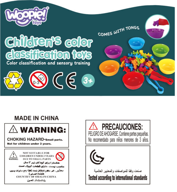 WOOPIE Zestaw Edukacyjny Nauka Liczenia Montessori Sorter Kolorów Zwierzęta 83 el. - 008