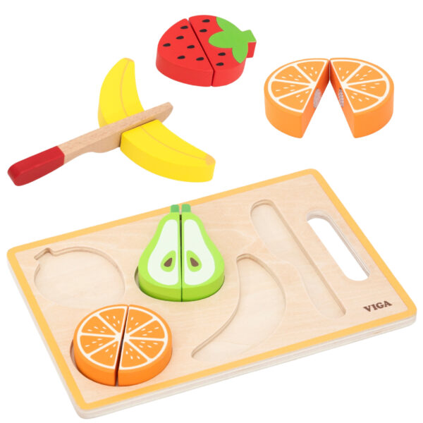 VIGA Drewniana Układanka Edukacyjna Montessori Owoce do Krojenia - 002