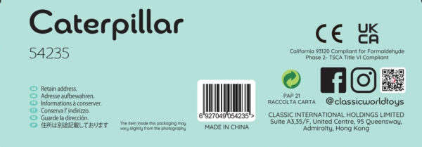 CLASSIC WORLD Drewniana Gąsienica Kolorowa do Zginania i Skręcania - 014