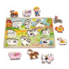 WOOPIE GREEN Drewniane Puzzle Montessori Farma z Pinezkami Do Dopasowania - 001