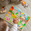 WOOPIE GREEN Drewniane Puzzle Montessori Farma z Pinezkami Do Dopasowania - 002