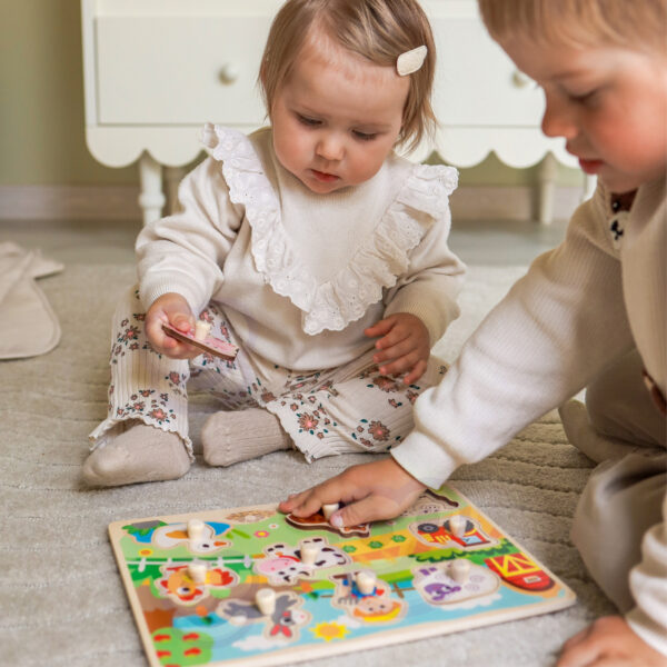 WOOPIE GREEN Drewniane Puzzle Montessori Farma z Pinezkami Do Dopasowania - 004