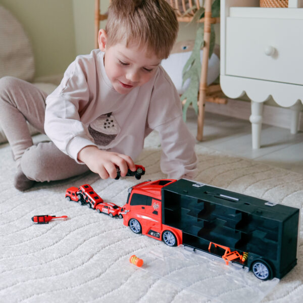 WOOPIE Zestaw Ciężarówka Transporter 3w1 Czerwony 11 el. - 002