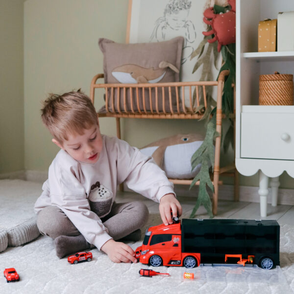 WOOPIE Zestaw Ciężarówka Transporter 3w1 Czerwony 11 el. - 003