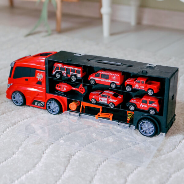 WOOPIE Zestaw Ciężarówka Transporter 3w1 Czerwony 11 el. - 006