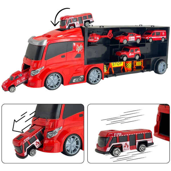 WOOPIE Zestaw Ciężarówka Transporter 3w1 Czerwony 11 el. - 008