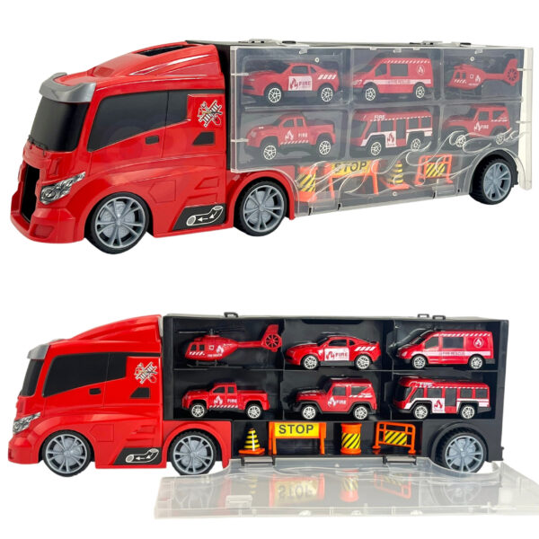 WOOPIE Zestaw Ciężarówka Transporter 3w1 Czerwony 11 el. - 009