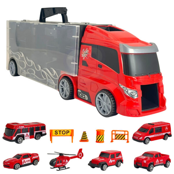 WOOPIE Zestaw Ciężarówka Transporter 3w1 Czerwony 11 el. - 012