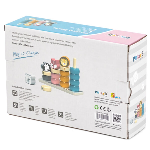 VIGA PolarB Drewniana Układanka Edukacyjna ze Zwierzątkami Montessori - 012