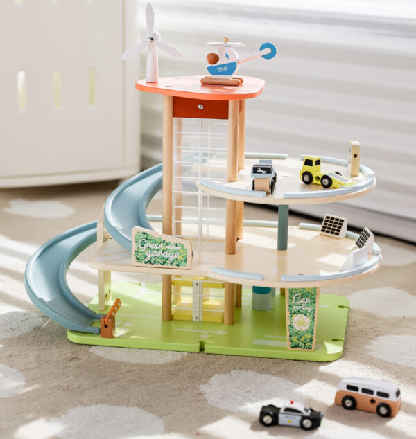 Duży drewniany parking z windą i autkami Eko Garaż - Classic World - 006