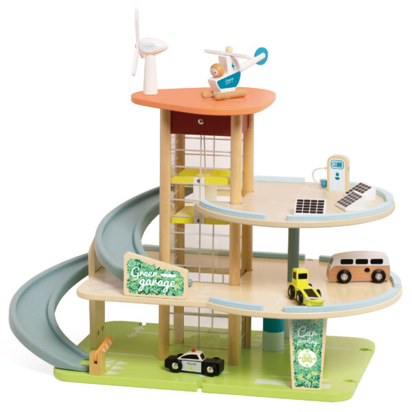 Duży drewniany parking z windą i autkami Eko Garaż - Classic World - 009