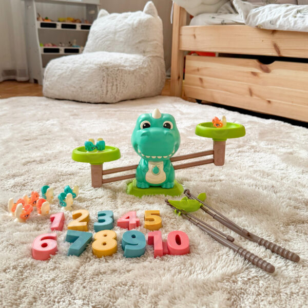 WOOPIE Waga Szalkowa Równoważnia Gra Łowienie Dinozaurów Rybek Nauka Liczydło - 007