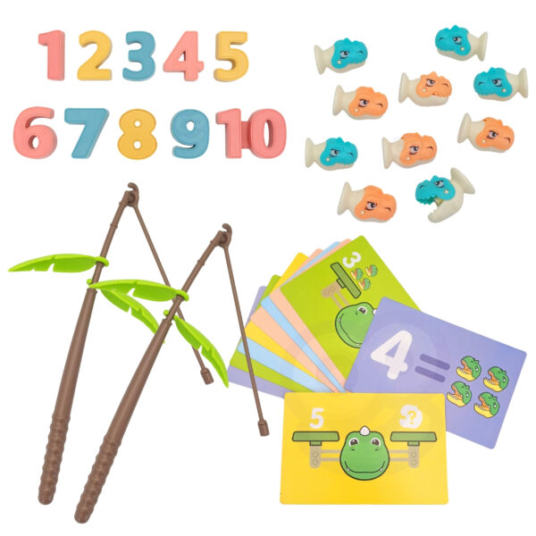 WOOPIE Waga Szalkowa Równoważnia Gra Łowienie Dinozaurów Rybek Nauka Liczydło - 013