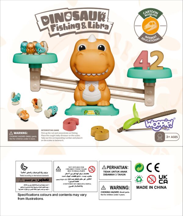 WOOPIE Waga Szalkowa Równoważnia Gra Łowienie Dinozaurów Rybek Nauka Liczydło - 015