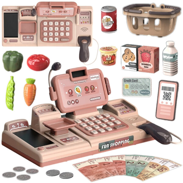 WOOPIE Kasa Sklepowa Dla Dzieci Skaner Waga Mikrofon + 25 Akc.