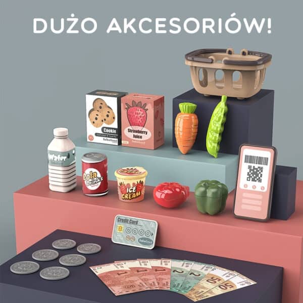 WOOPIE Kasa Sklepowa Dla Dzieci Skaner Waga Mikrofon + 25 Akc. - 005