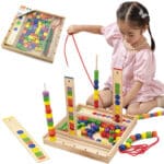 VIGA Drewniana Gra edukacyjna Logiczne koraliki  104 elementy Montessori - 001