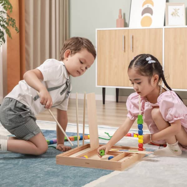 VIGA Drewniana Gra edukacyjna Logiczne koraliki  104 elementy Montessori - 003