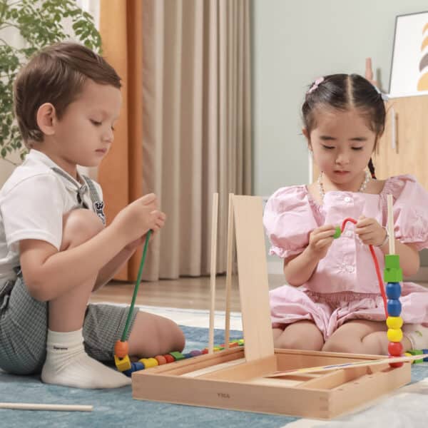 VIGA Drewniana Gra edukacyjna Logiczne koraliki  104 elementy Montessori - 004