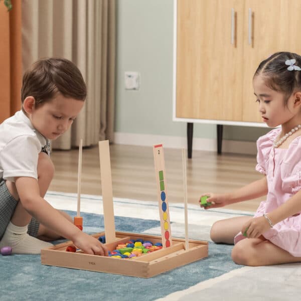 VIGA Drewniana Gra edukacyjna Logiczne koraliki  104 elementy Montessori - 005