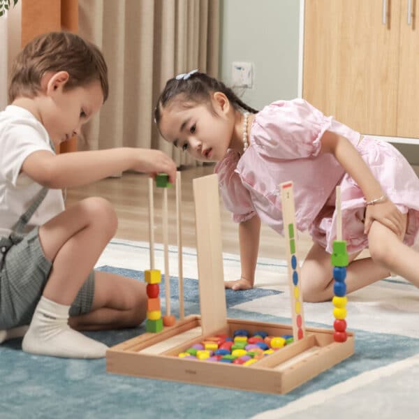 VIGA Drewniana Gra edukacyjna Logiczne koraliki  104 elementy Montessori - 006
