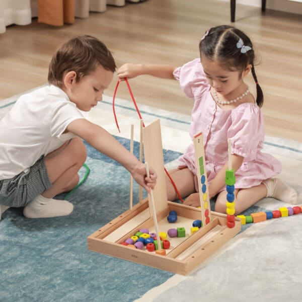 VIGA Drewniana Gra edukacyjna Logiczne koraliki  104 elementy Montessori - 007