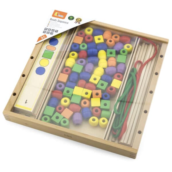 VIGA Drewniana Gra edukacyjna Logiczne koraliki  104 elementy Montessori - 009
