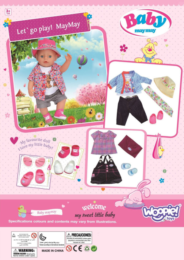 WOOPIE Ubranko dla Lalki Zestaw Sukienka Czapeczka 43 - 46 cm Różowy