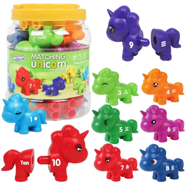 WOOPIE Zestaw Nauka Liczb Kolorów Montessori Figurki Jednorożce do Składania "Dopasuj Cyferki" 13 el. - 001 WOOPIE Zestaw Nauka Liczb Kolorów Montessori Figurki Jednorożce do Składania "Dopasuj Cyferki" 13 el. - 001