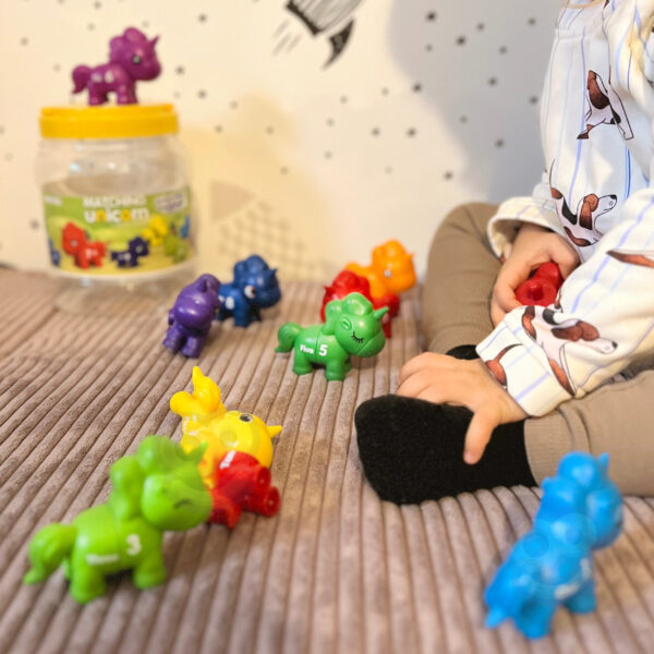 WOOPIE Zestaw Nauka Liczb Kolorów Montessori Figurki Jednorożce do Składania "Dopasuj Cyferki" 13 el. - 003