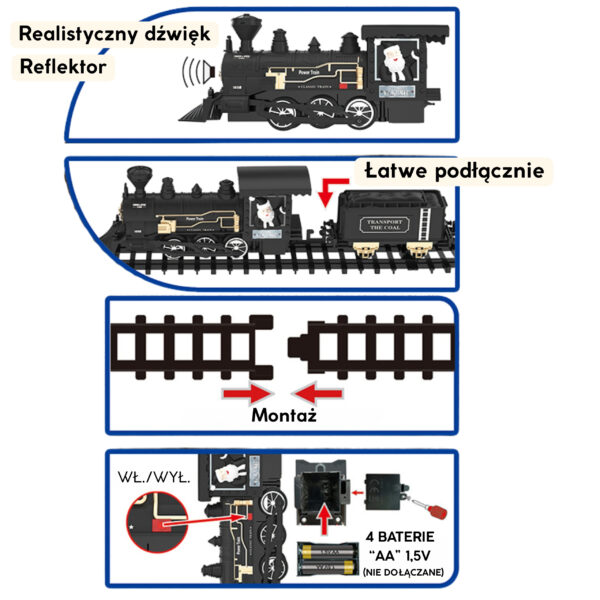 WOOPIE Pociąg Lokomotywa Zestaw XXL Tor 403 cm