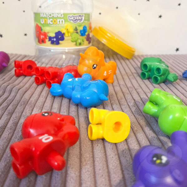 WOOPIE Zestaw Nauka Liczb Kolorów Montessori Figurki Jednorożce do Składania "Dopasuj Cyferki" 13 el. - 007