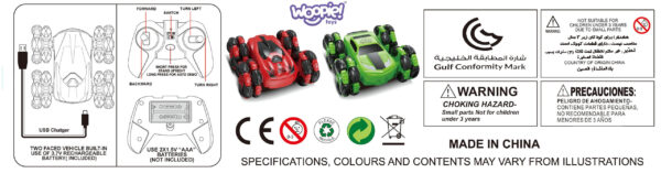 WOOPIE Zdalnie Sterowane Auto RC Akrobata Rotacja 360 z Pilotem 2,4 GHz