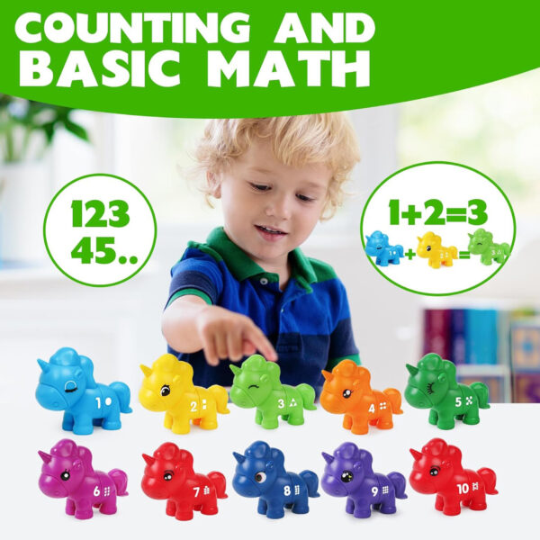 WOOPIE Zestaw Nauka Liczb Kolorów Montessori Figurki Jednorożce do Składania "Dopasuj Cyferki" 13 el. - 011