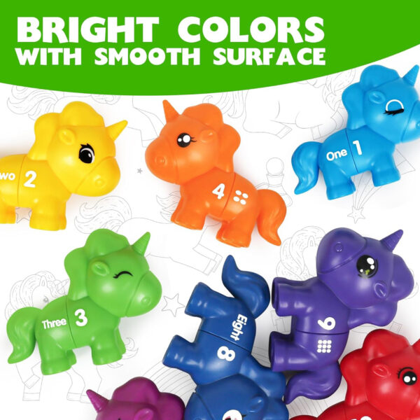 WOOPIE Zestaw Nauka Liczb Kolorów Montessori Figurki Jednorożce do Składania "Dopasuj Cyferki" 13 el. - 013