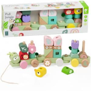 Drewniana kolejka gąsienica sorter Montessori 2w1 – Classic World
