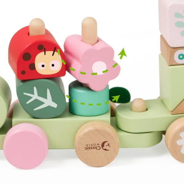 Drewniana kolejka gąsienica sorter Montessori 2w1 - Classic World - 006