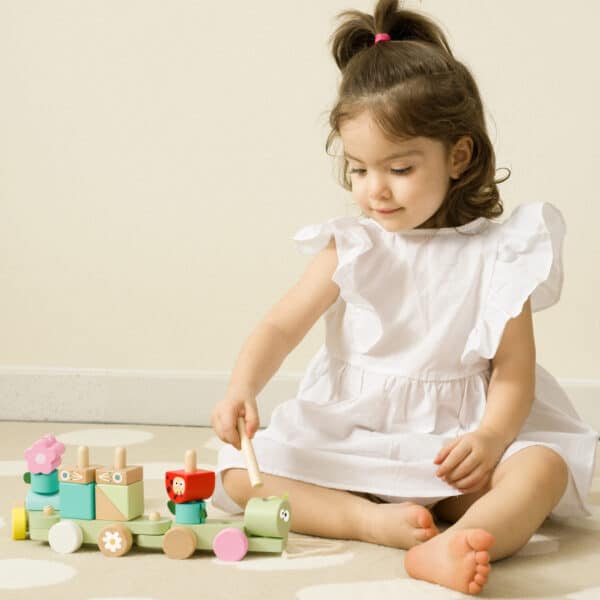 Drewniana kolejka gąsienica sorter Montessori 2w1 - Classic World - 007