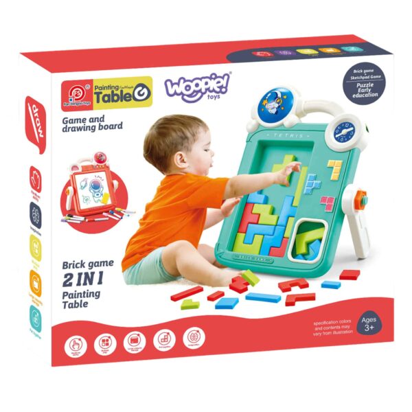 WOOPIE Dwustronna Tablica do Rysowania Gra Tetris 2w1 Pomarańczowa - 004