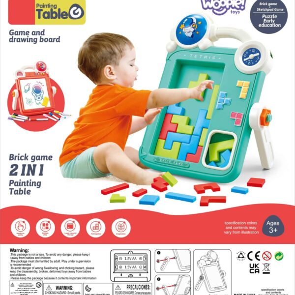WOOPIE Dwustronna Tablica do Rysowania Gra Tetris 2w1 Pomarańczowa - 005
