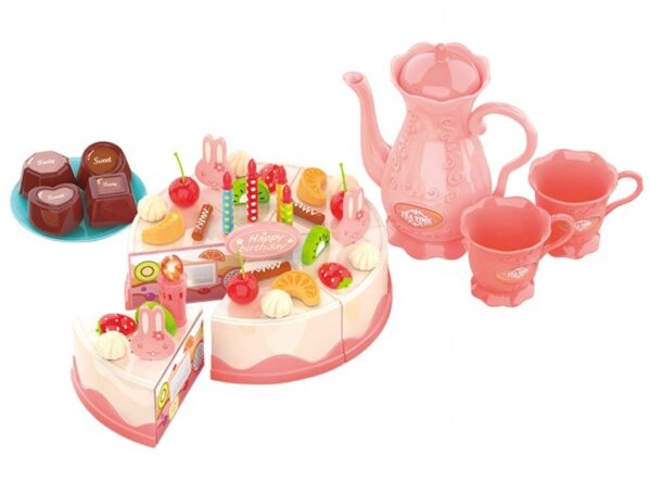 WOOPIE Tort Urodzinowy do Krojenia Świeczki Czajnik Sztućce + 83 el.